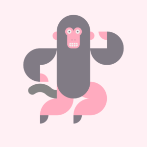 Minimalist-style poster of a monkey